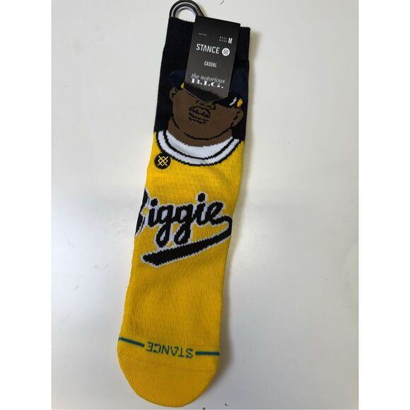 Brand New The Stance X The Notorious BIG Unisex Medium Black Yellow Socks - Picture 1 of 4